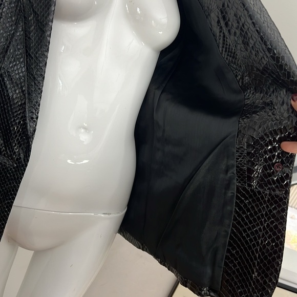 Python Snakeskin Sz 6-8 Custom Made Blazer Jacket Padded Shoulders Patch Pockets - Picture 8 of 11